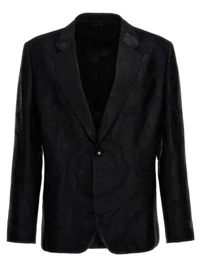 Versace Barocco Jaquard Blazer In Black
