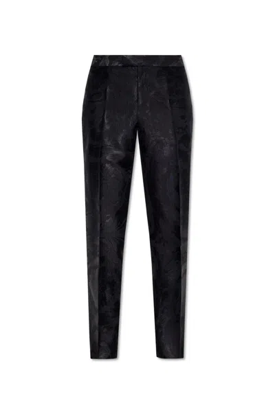 Versace Pleated Tailored Trousers In Black
