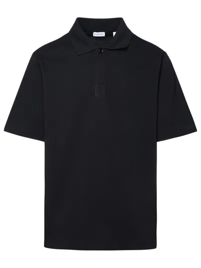 Burberry Striped-cuffs Short Sleeved Polo Shirt In Black