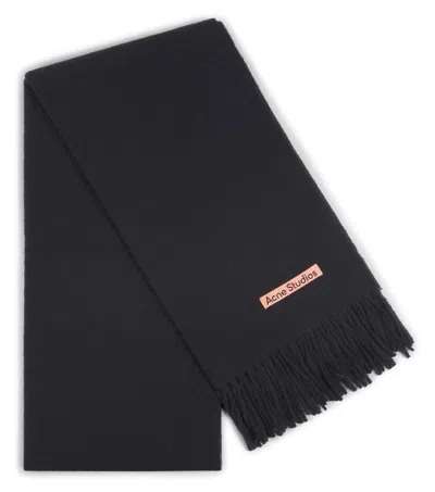 Acne Studios Logo Patch Fringed In Black