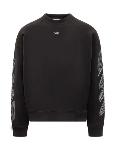 Off-white Sweatshirt With Scribble Logo In Black White