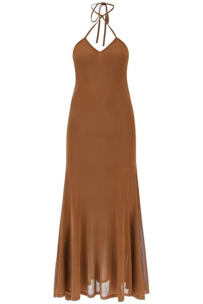 Tom Ford Slinky Viscose Jersey - 14gg Halterneck Dress Clothing In Bronze (brown)