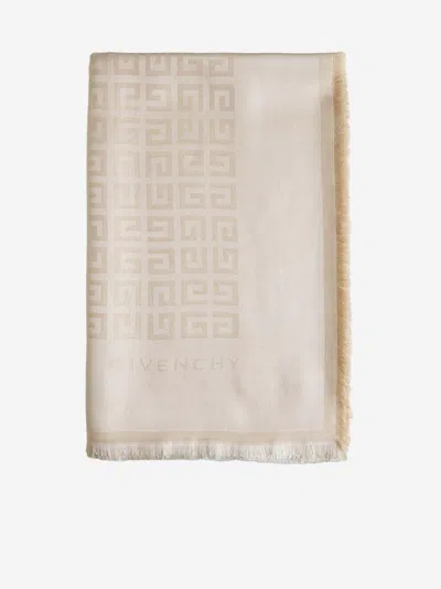 Givenchy 4g Silk And Wool Shawl In Beige
