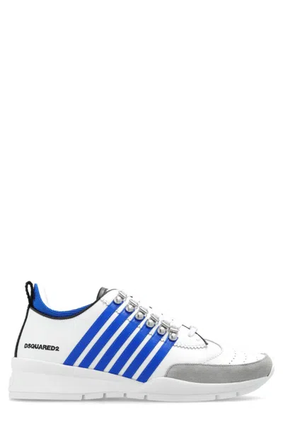 Dsquared2 Legendary Striped Almond Toe Trainers In Bianco