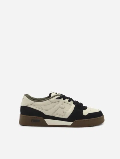 Fendi Match Sneakers In Leather With Suede Inserts In Black