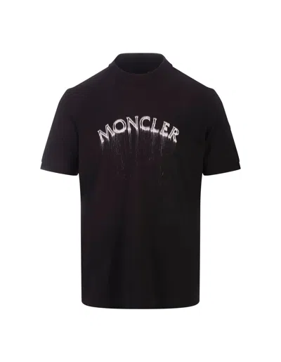 Moncler Powder Effect Black Logo T-shirt