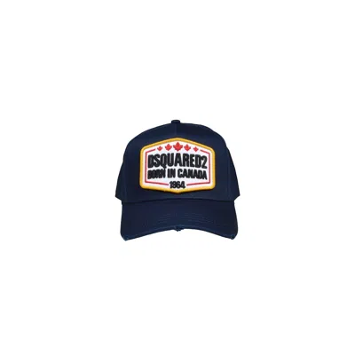 Dsquared2 Logo-embroidered Distressed Baseball Cap In Blu