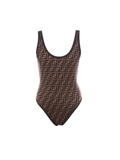 Fendi Swimsuit In Brown