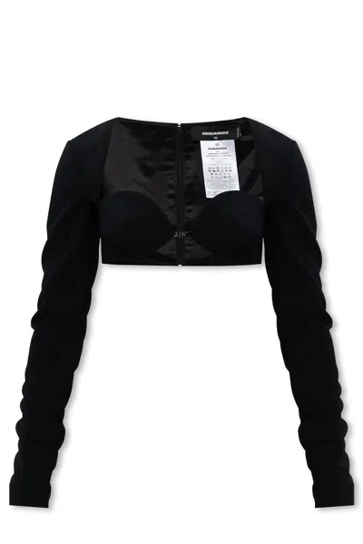 Dsquared2 Long-sleeved Cropped Top In Black