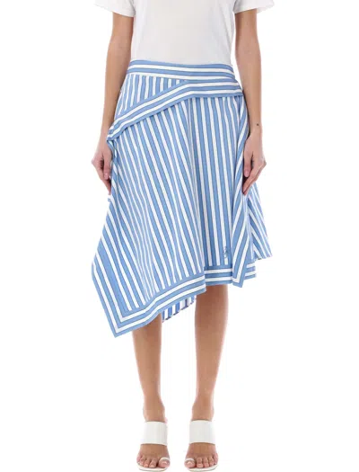 Jw Anderson Striped Handkerchief Midi Skirt In Blue