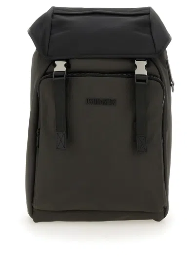 Dsquared2 Backpack With Logo In Grigio Scuro Nero