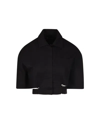Jacquemus Cut Out Detailed Cropped Shirt In Nero
