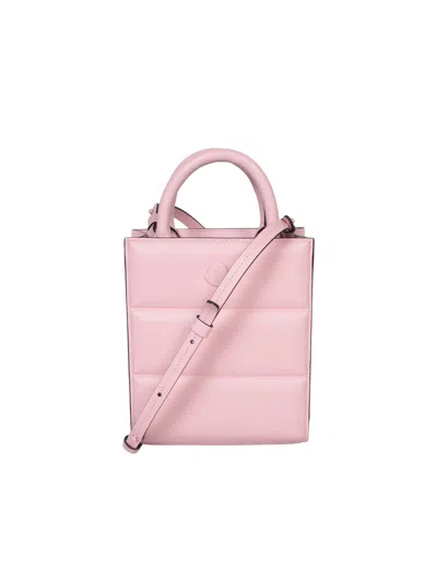 Moncler Doudoune Leather Mini Bag In Pink