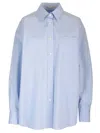 Stella Mccartney Oversized Button-front Shirt With Chiffon Back In Sky Blue