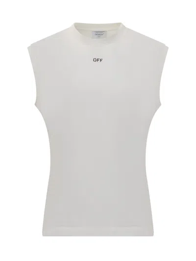 Off-white Sleeveless Logo T-shirt In White Black