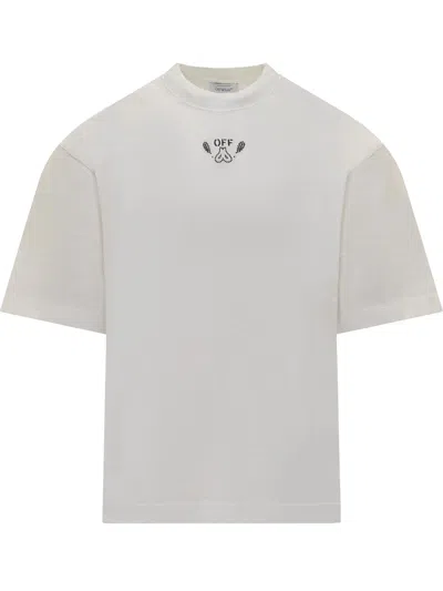 Off-white T-shirt With Bandana Motif In White Black