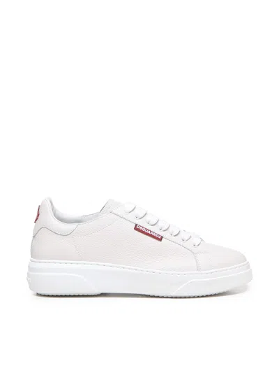 Dsquared2 Leather Shoes With Logo In White