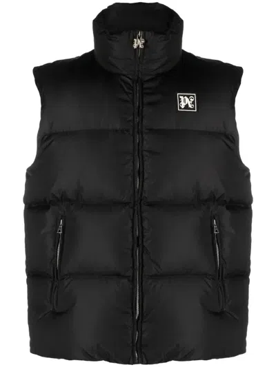 Palm Angels Ski Quilted Shell Gilet In Black