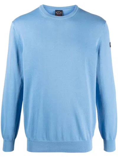 Paul & Shark Cotton Crew Neck Clothing In Blue