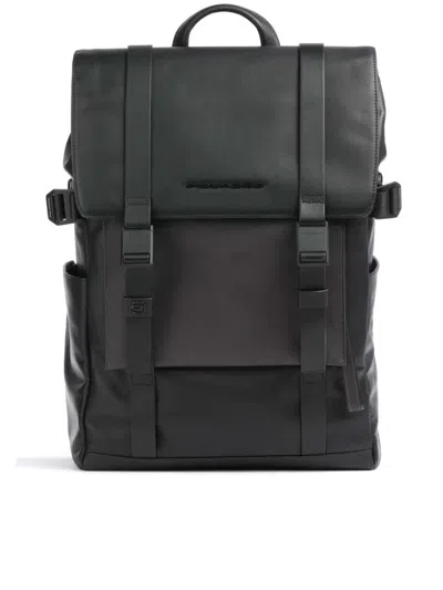 Piquadro Leather Laptop Backpack 14" Bags In Black