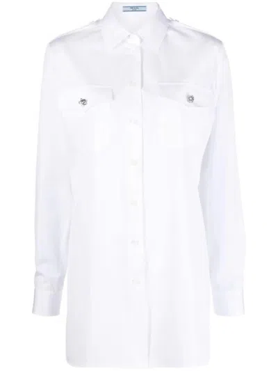 Prada Poplin Shirt Clothing In White