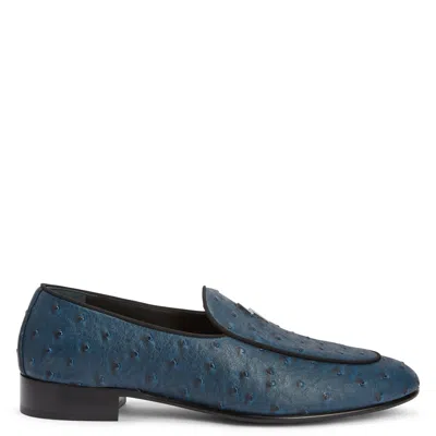 Giuseppe Zanotti Rudolph Leather Loafers In Blue