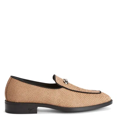 Giuseppe Zanotti Snakeskin Leather Loafers In Beige