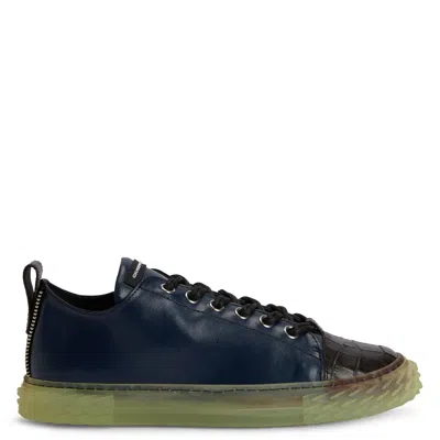 Giuseppe Zanotti Blabber Leather Sneakers In Blue