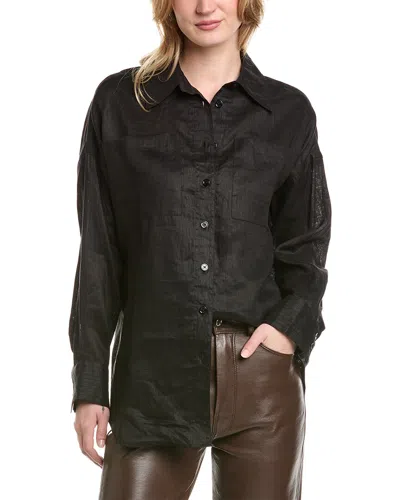 Allsaints Inez Linen Shirt In Black