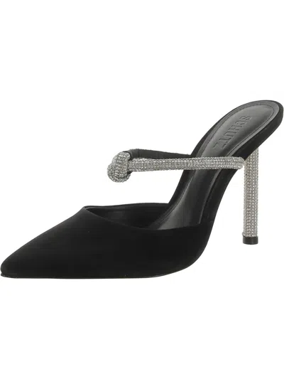 Schutz Pearl Glam Suede Crystal Knot Mule Pumps In Multi