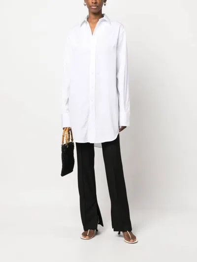 Sa Su Phi Marcella Pinstripe Button Up Long Shirt In White