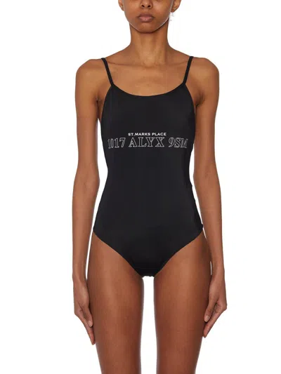 Alyx 1017  9sm Logo-print Low-back Swimsuit In Black