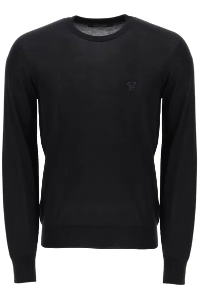 Versace Pullover With Medusa Embroidery In Black (black)