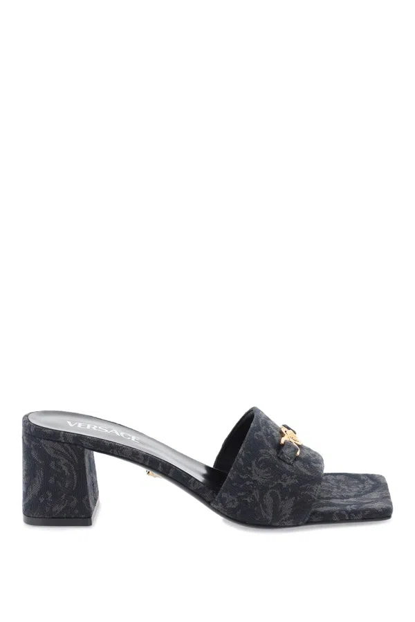 Versace Medusa Head-embellished Barocco-jacquard mules - Black