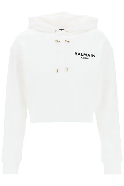 Balmain White Cotton Sweatshirt In Blanc Noir (white)