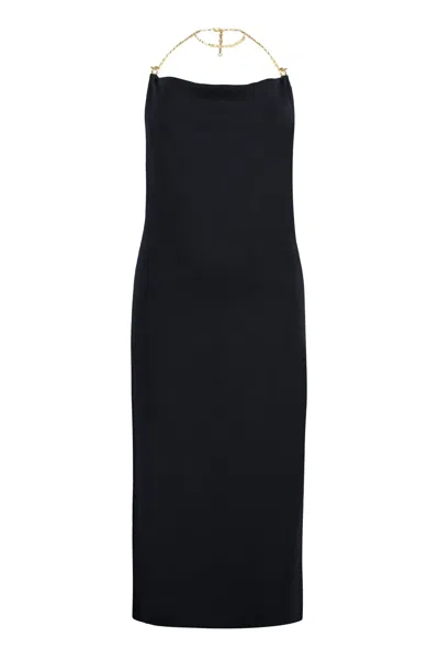 Bottega Veneta Womens Black Cowl-neck Stretch-woven Midi Dress