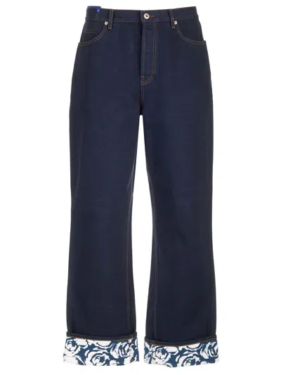 Burberry Logo-patch Straight-leg Jeans In Blue