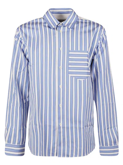 Jw Anderson Classic Fit Patchwork Shirt In Blue/white