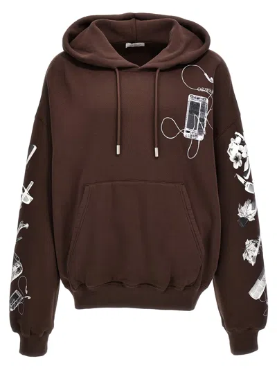 Off-white Scan Arr Hoodie In Brown