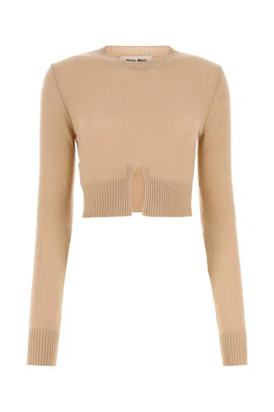 Miu Miu Beige Cashmere Sweater In Default Title