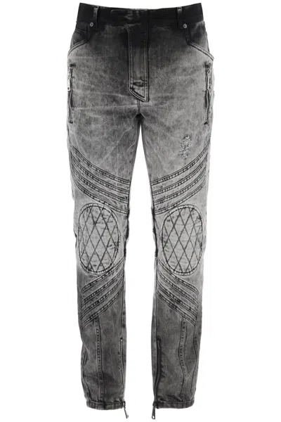 Balmain Motor Slim Fit Jeans In Gris Clair Delave (grey)