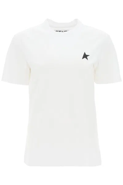 Golden Goose Regular T Shirt With Star Logo In Optic White Black (black)