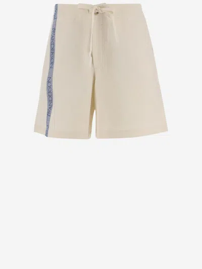 Jw Anderson J.w. Anderson Linen Blend Logo Short Trousers In Off-white
