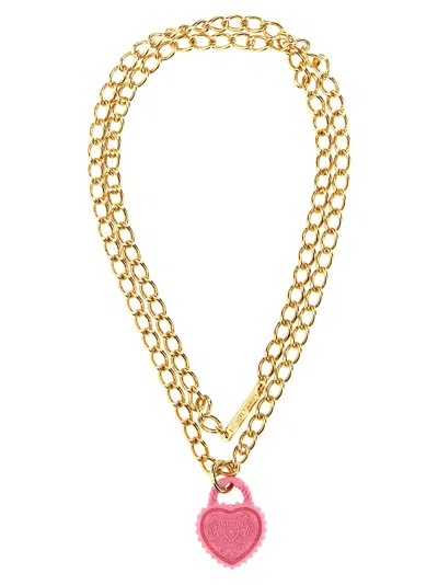 Dsquared2 Pendant Heart Necklace In Oro Chiaro+rosa