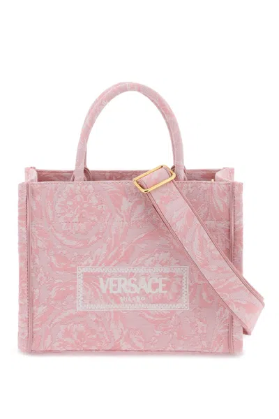 Versace Large Athena Barocco Tote Bag Women In Pale Pink English Rose Ve (pink)