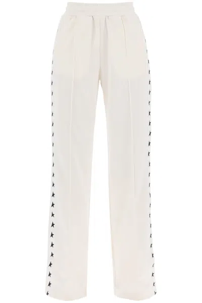 Golden Goose Dorotea Track Pants With Star Bands In Papyrus Black (white)