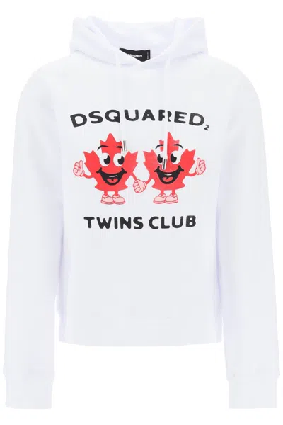 Dsquared2 Twins Club Hooded Sweatshirt In White (white)