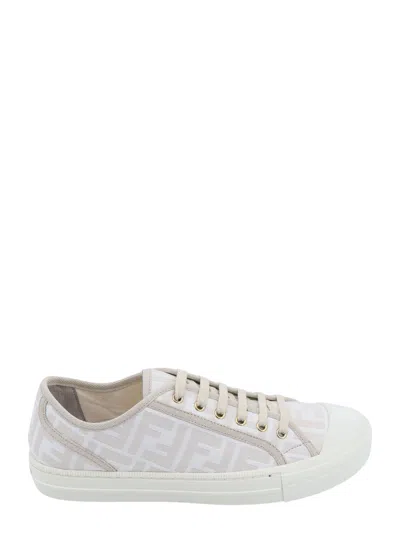 Fendi Ff Fabric Sneakers In White
