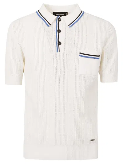 Dsquared2 Knit Polo Shirt In White