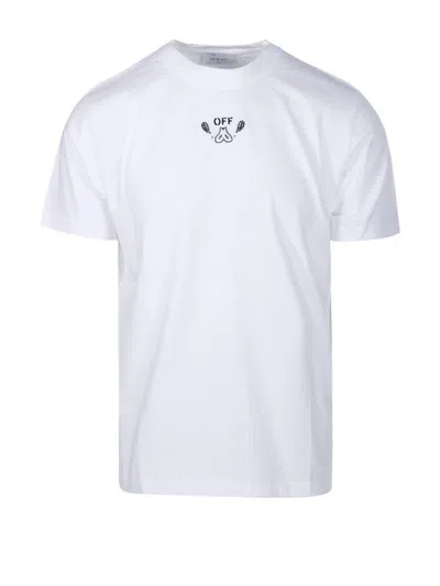 Off-white Off White Logo Printed Crewneck T-shirt In White Black